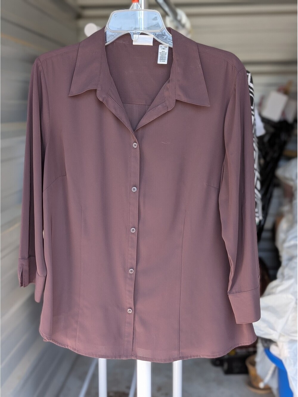 Mauve long sleeve button-front blouse
